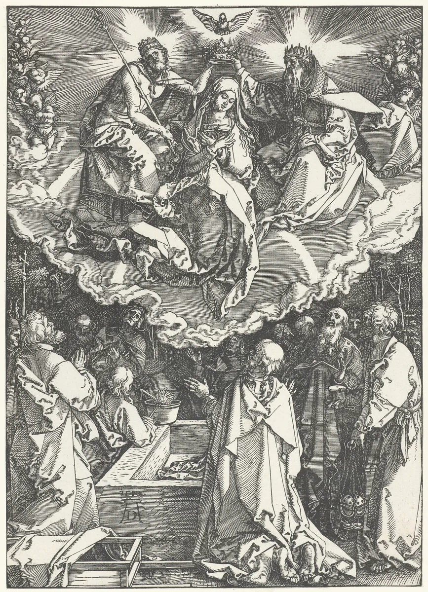Hemelvaart en kroning van Maria by Unknown, print, 1510