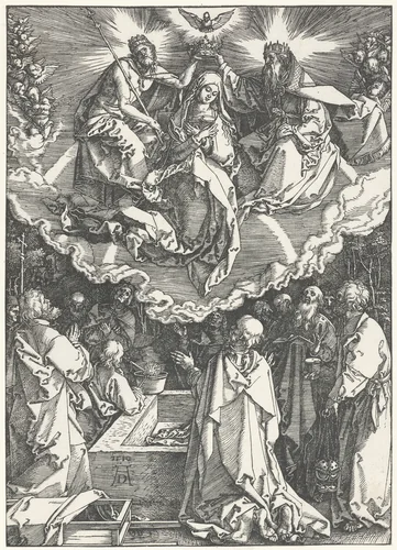 Hemelvaart en kroning van Maria by Unknown, print, 1510