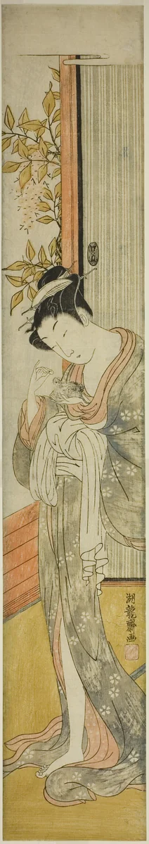Young Woman Feeding a Rat by Isoda Koryusai, print, 1766-1776