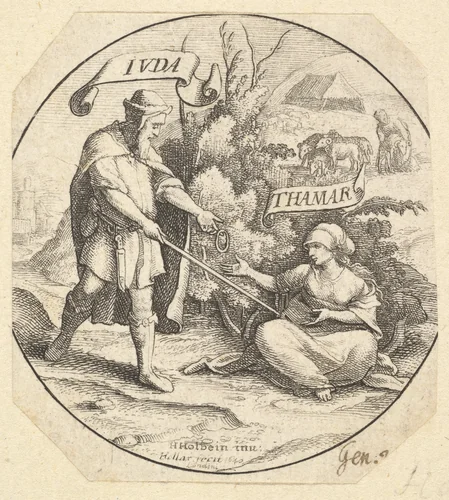Judah and Tamar by Wenceslaus Hollar, print, 1640