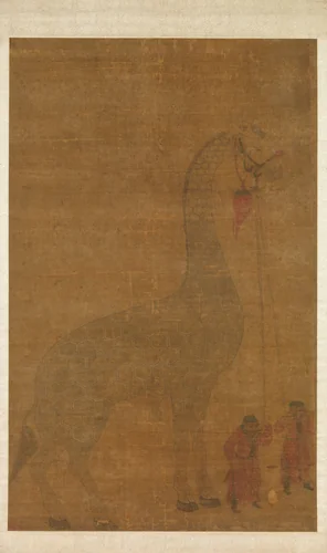 Giraffe with Two Keepers by Unidentified Artist, painting, 1600-1699