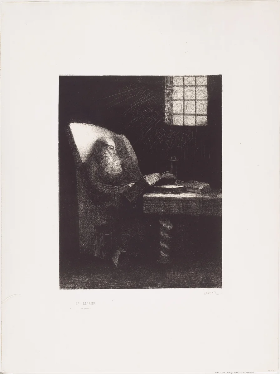 The Reader (Le Liseur) by Odilon Redon, print, 1892