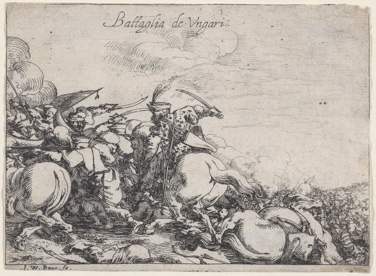 Battaglia de Ungari, from 'Battles of Different Nations' (Capricci di varie battaglie) by Johann Wilhelm Baur, print, 1595-1645