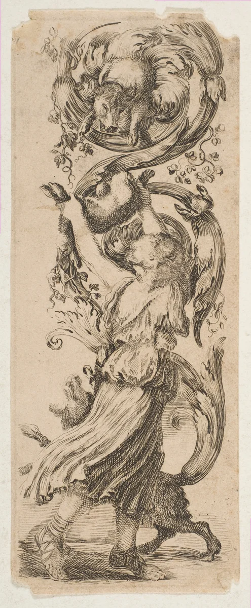 A Girl Holding a Hare by Stefano della Bella, print, 1648-1658