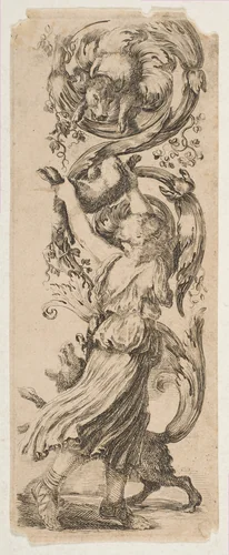 A Girl Holding a Hare by Stefano della Bella, print, 1648-1658