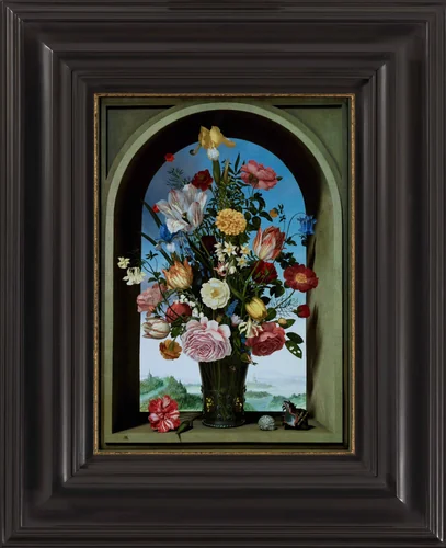Transforming Still Life Painting after Ambrosius Bosschaert the Elder, Vase With Flowers in a Window, 1618 by Nick and Rob Carter, video, 2008