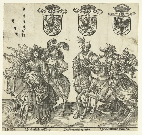 Ada, Willem I, Floris IV en Willem II by Unknown, print, 1518
