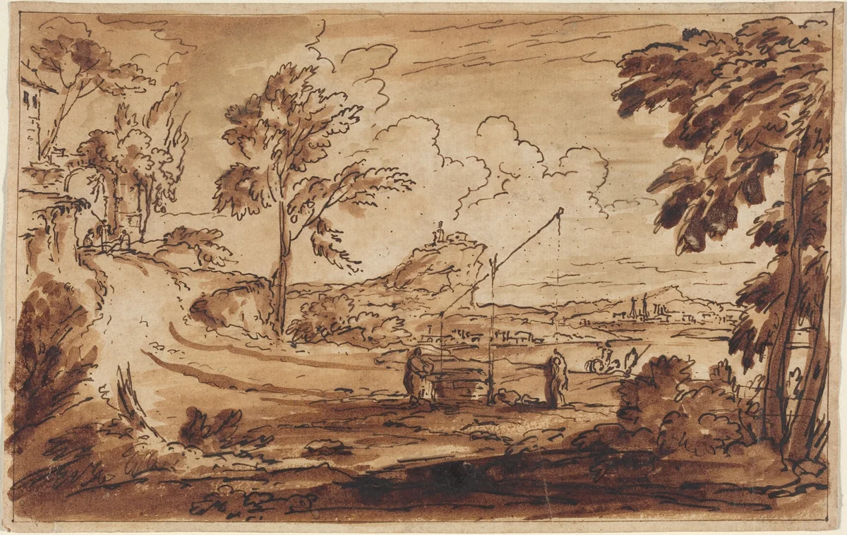 At the Dram Well by French 17th Century, drawing, 1600-1699