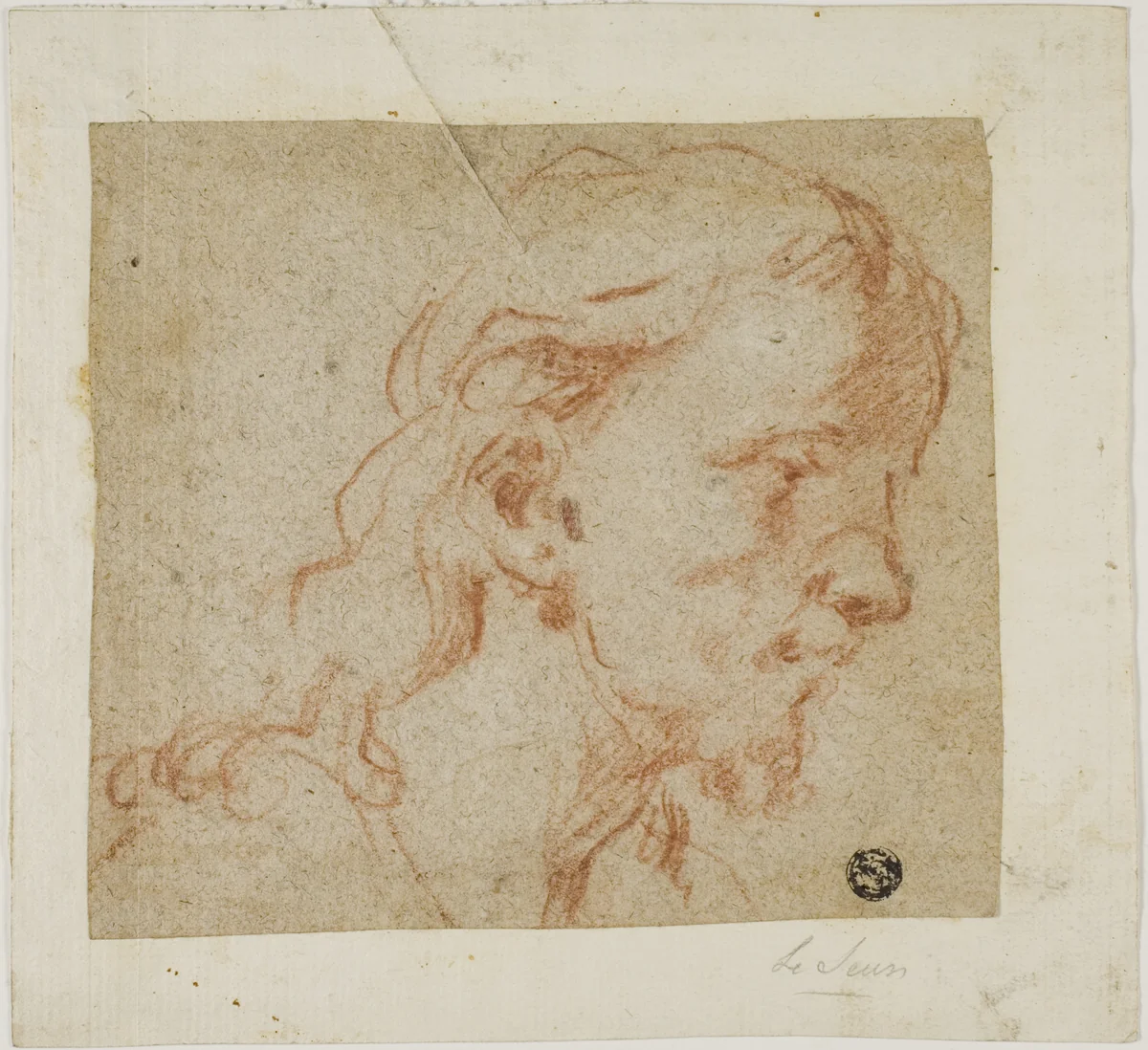 Head of Christ, in Three-Quarter Profile, to Right by Giovanni Antonio Guardi, drawing, 1630-1760
