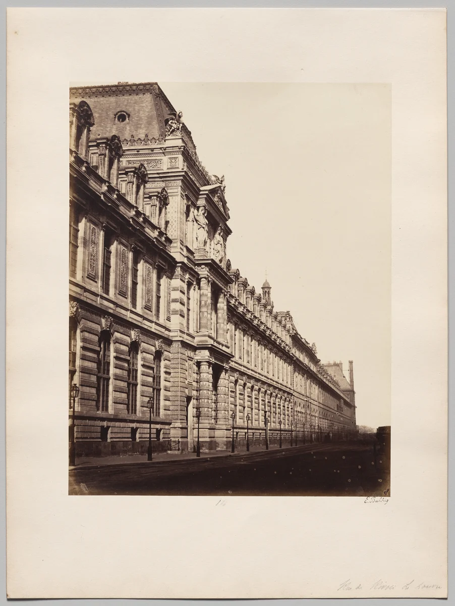 Louvre, Façade rue de Rivoli, Paris by Édouard Baldus, photograph, 1855
