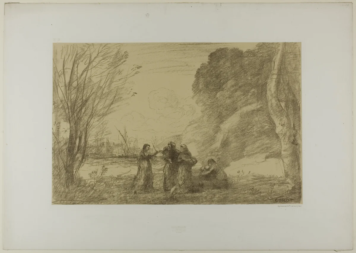 A Family at Terracina by Jean-Baptiste-Camille Corot, print, 1871