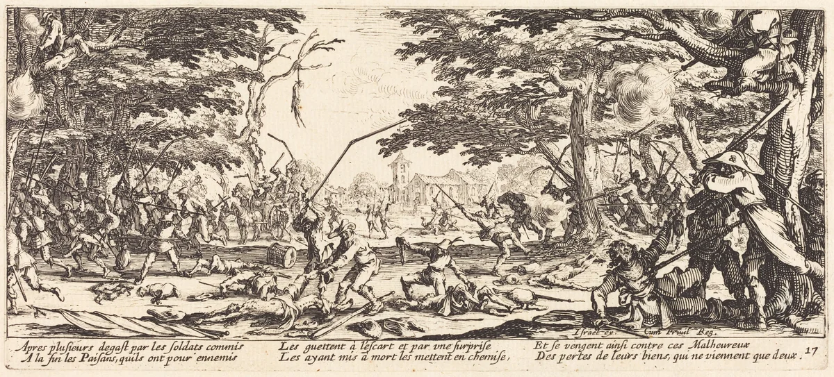 The Peasants Avenge Themselves by Jacques Callot, print, 1633