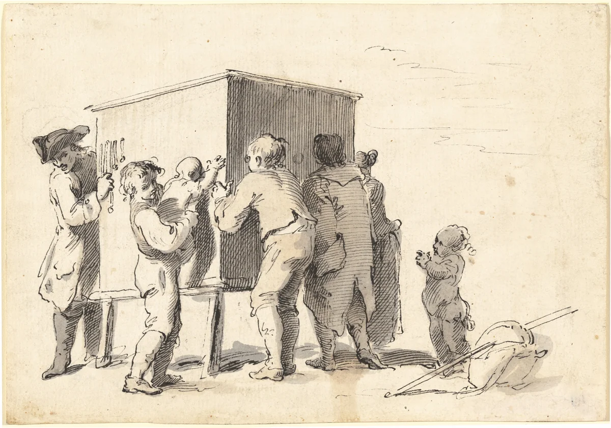 The Peep-Show by Pietro Antonio Novelli, drawing, 1765-1766