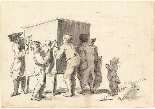 The Peep-Show by Pietro Antonio Novelli, drawing, 1765-1766