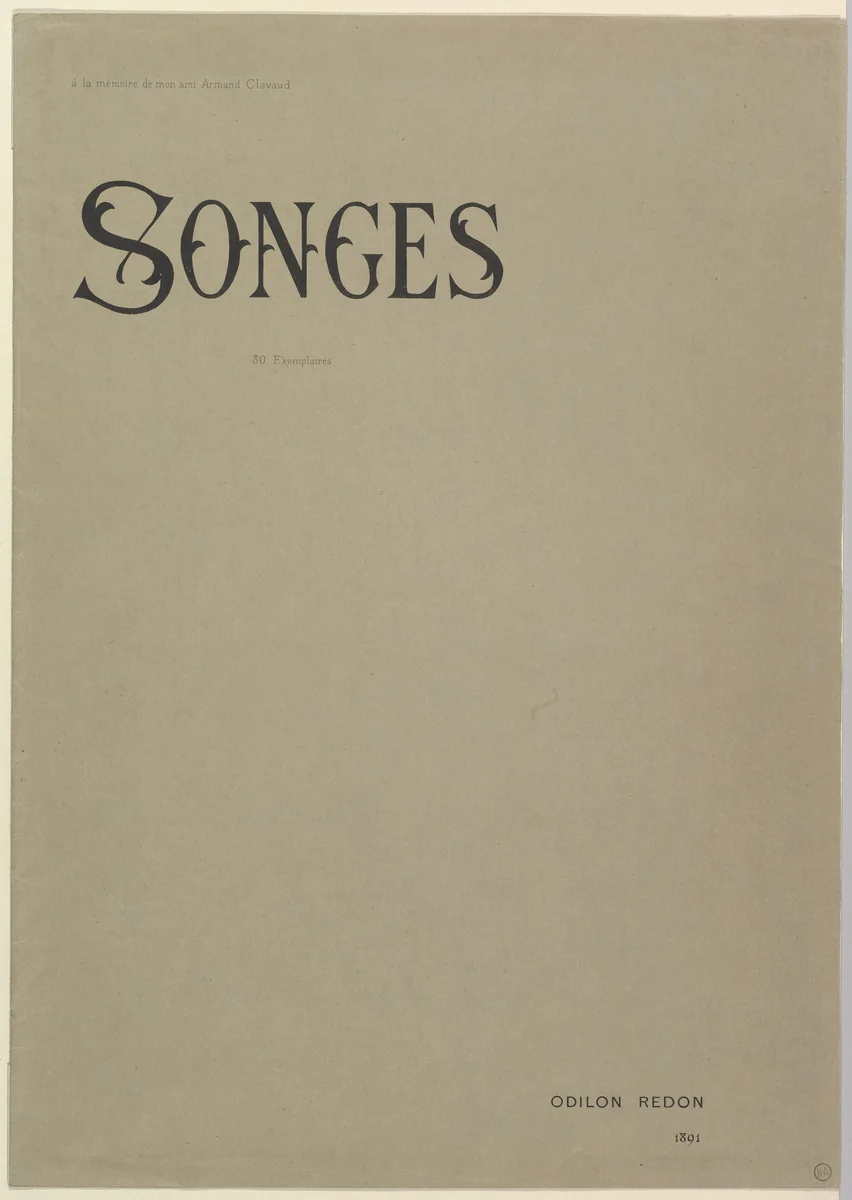 Cover of Songes Album by Odilon Redon, print, 1865-1916