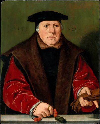 Portrait of a Man with a Rosary by Jan Cornelisz Vermeyen, painting, 1545