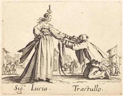 Signa. Lucia and Trastullo by Jacques Callot, print, 1622