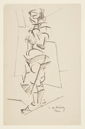 Standing Figure by Elemér de Kóródy, drawing, 1913