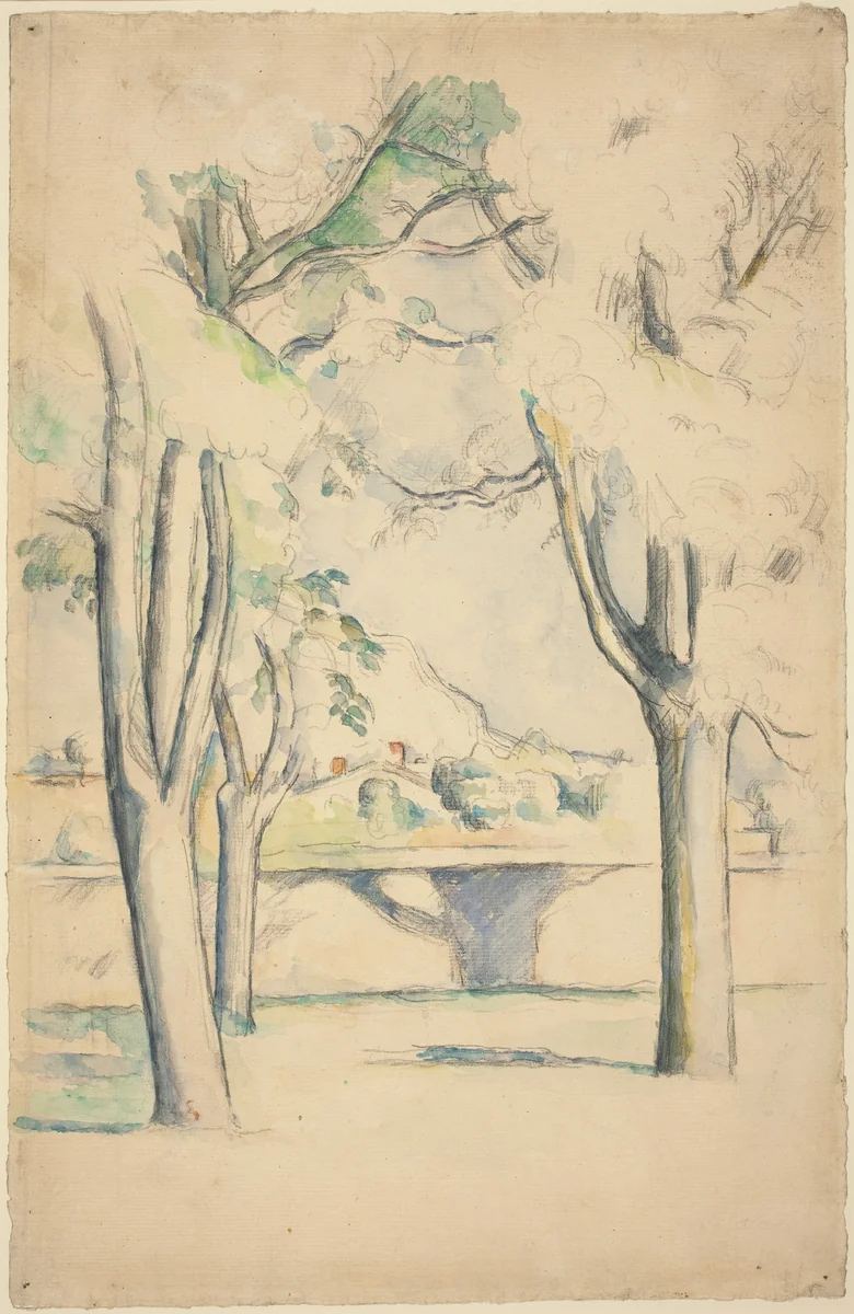 Mont Sainte-Victoire Seen beyond the Wall of the Jas de Bouffan by Paul Cezanne, drawing, 1885-1888