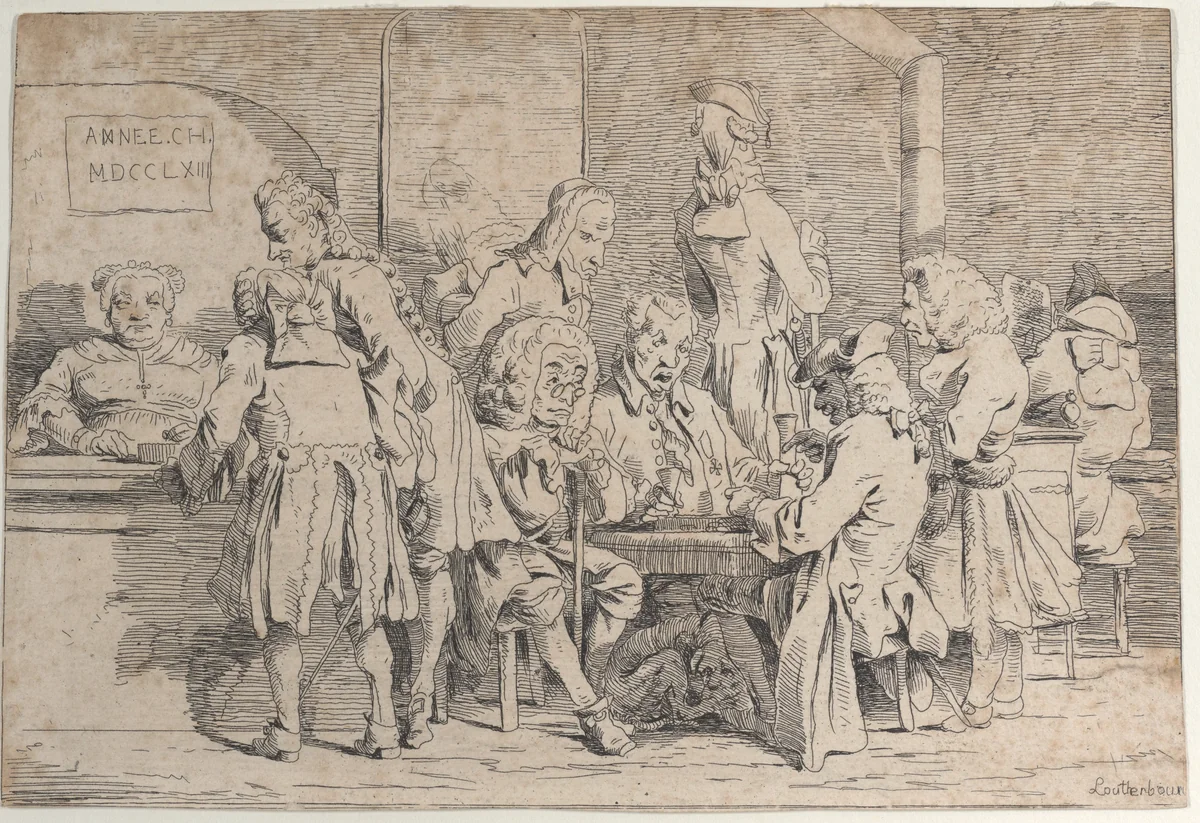 Playing Tric Trac by Philippe-Jacques de Loutherbourg, print, 1763