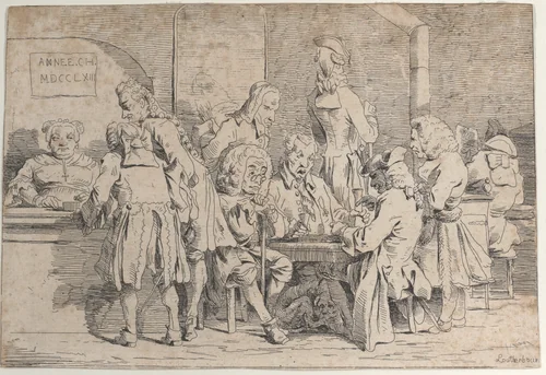 Playing Tric Trac by Philippe-Jacques de Loutherbourg, print, 1763