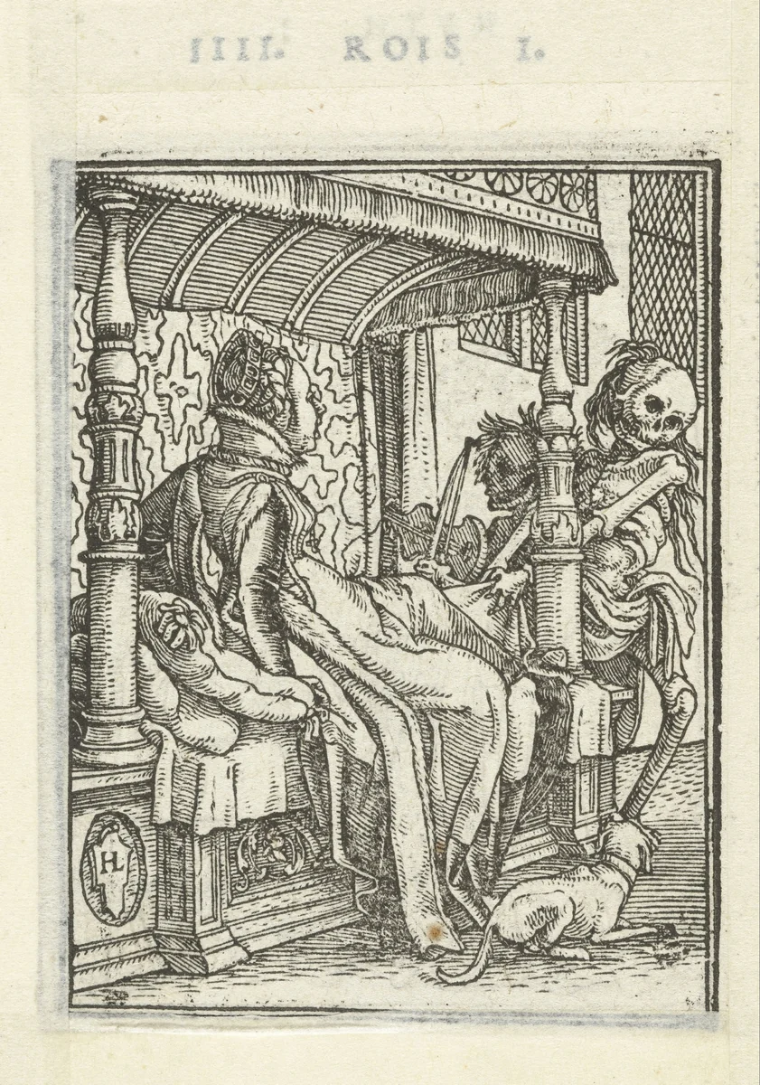 Hertogin en de Dood by Hans Holbein, print, 1524-1526