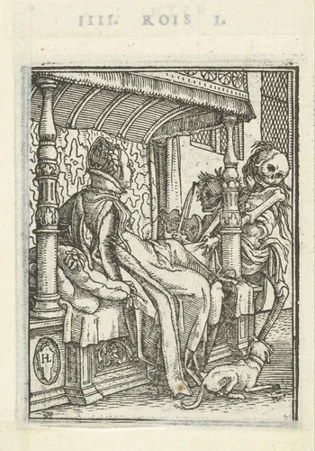 Hertogin en de Dood by Hans Holbein, print, 1524-1526