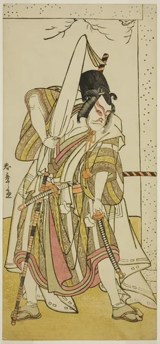 The Actor Ichikawa Ebizo III as Matsuo-maru in the Play Sugawara Denju Tenarai Kagami, Performed at the Ichimura Theater in the Seventh Month, 1776 by Katsukawa Shunsho (勝川 春章), print, 1771-1781