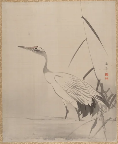 Crane Among Reeds by Kawabata Gyokushō, painting, 1887-1892