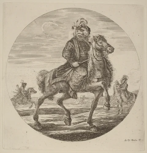 Hungarian Cavalier by Stefano della Bella, print, 1610-1664