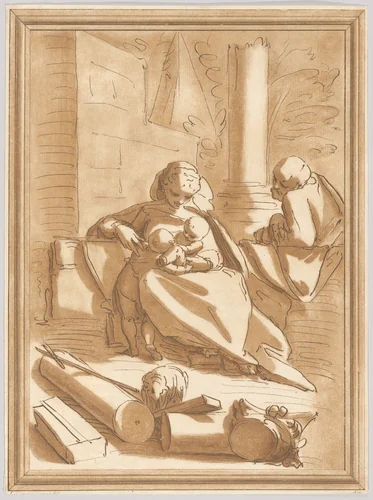 The Holy Family with the infant Saint John the Baptist by Andrea Scacciati, print, 1760-1770