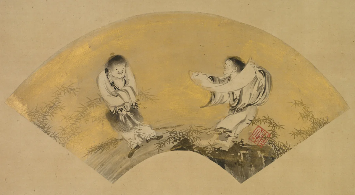 Hanshan and Shide (Kanzan and Jittoku) by Shikibu Terutada, painting, 1525-1575