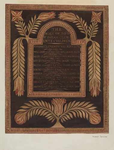 Birth Record by Albert Levone, index of american design, 1939