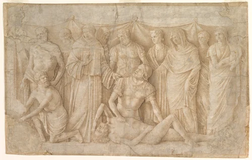 Saint Anthony of Padua and the Miracle of the Miser's Heart by Antonio Lombardo, drawing, 1501