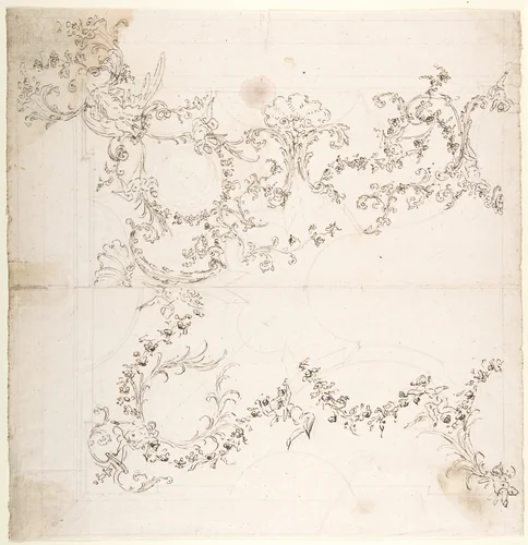 Design for a Ceiling Decoration with Putti and Garland Motifs by Donato Giuseppe Frisoni, drawing, 1709-1720