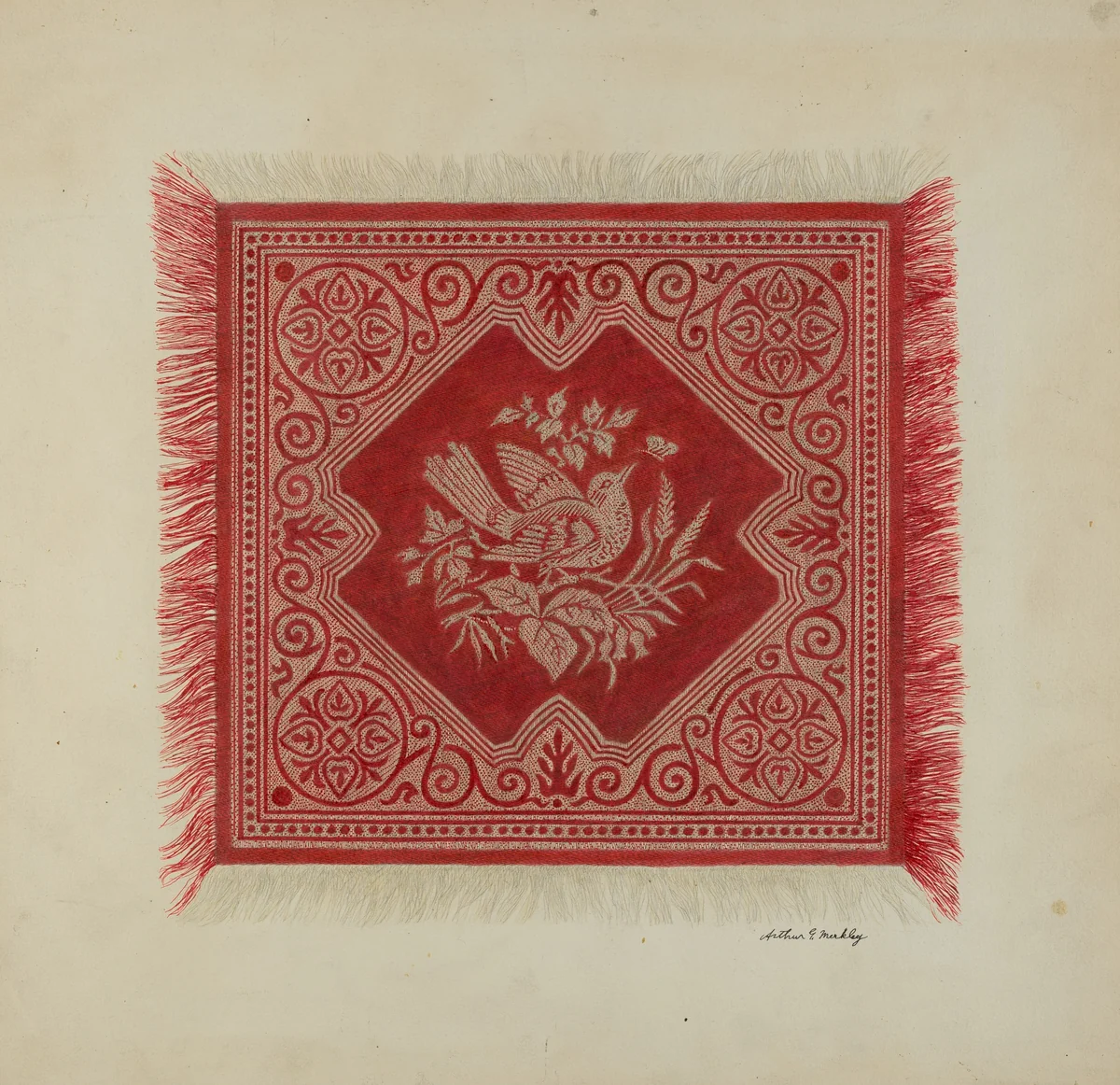 Red and White Table Napkin by Arthur G. Merkley, index of american design, 1939