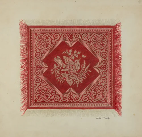 Red and White Table Napkin by Arthur G. Merkley, index of american design, 1939