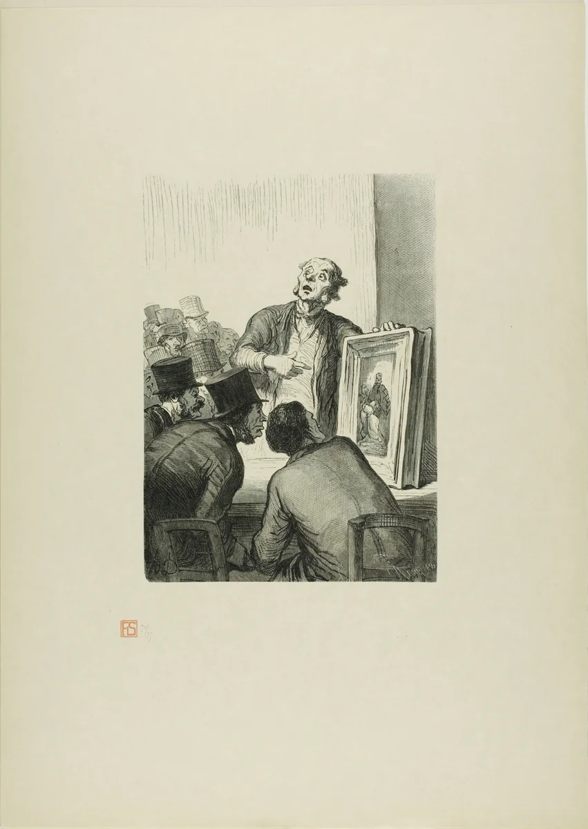 The Auction House: The Expert by Charles Maurand, print, 1863