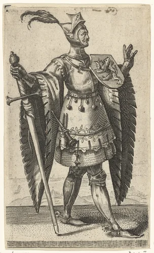 Portret van Dirk II, graaf van Holland by Adriaen Matham, print, 1620