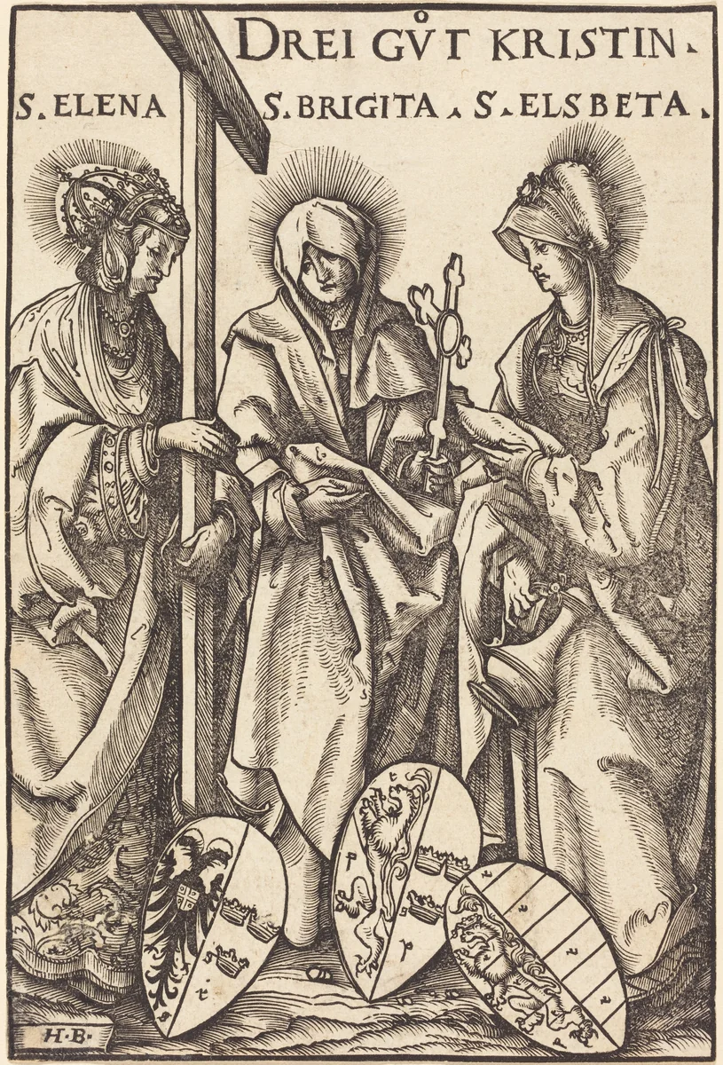 Saint Helena, Saint Brigitta and Saint Elizabeth by Hans Burgkmair, print, 1516