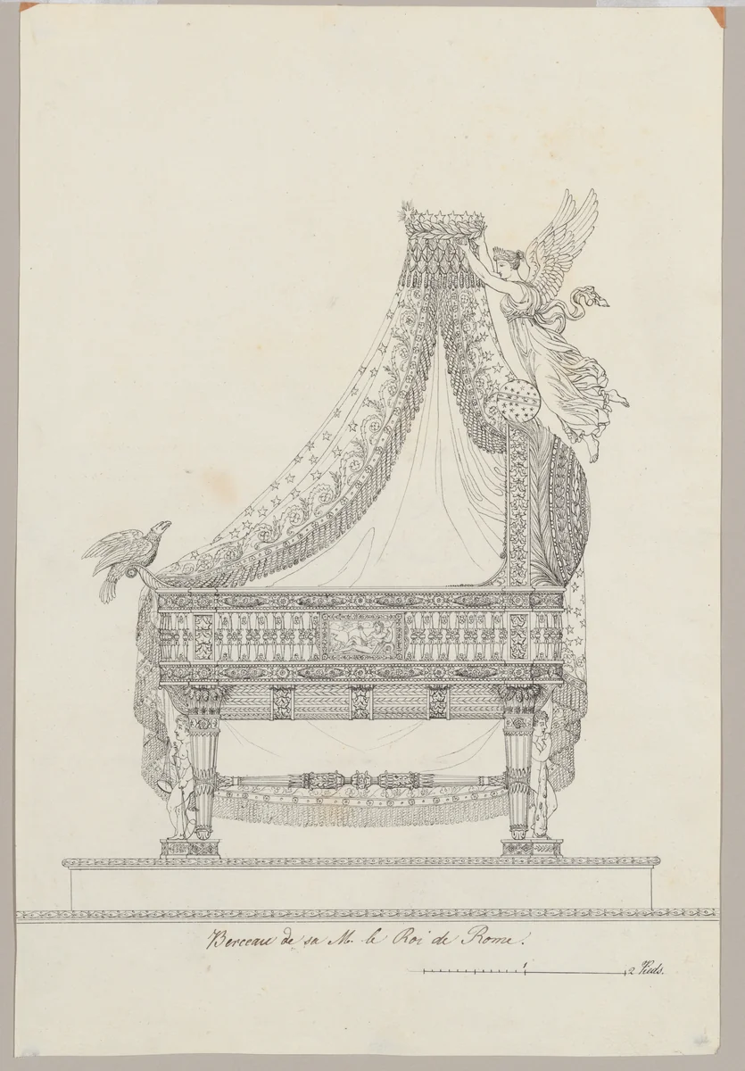 Side View of The Cradle of His Majesty the King of Rome by Adrien Cavelier, drawing, 1805-1815