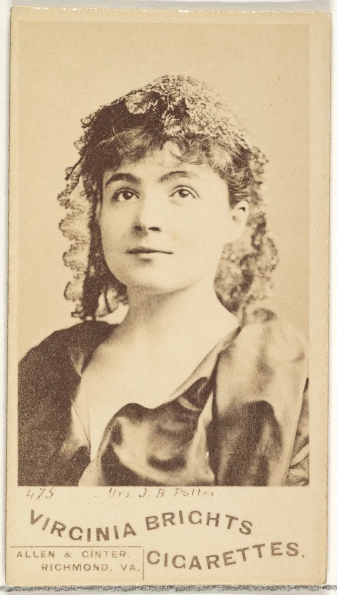 Card 475, Mrs. J.B. Potter, from the Actors and Actresses series (N45, Type 1) for Virginia Brights Cigarettes by Allen & Ginter, photograph, 1885-1891