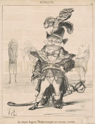 Le Citoyen ... Thiers essayant un nouveau costume by Honoré Daumier, print, 1848