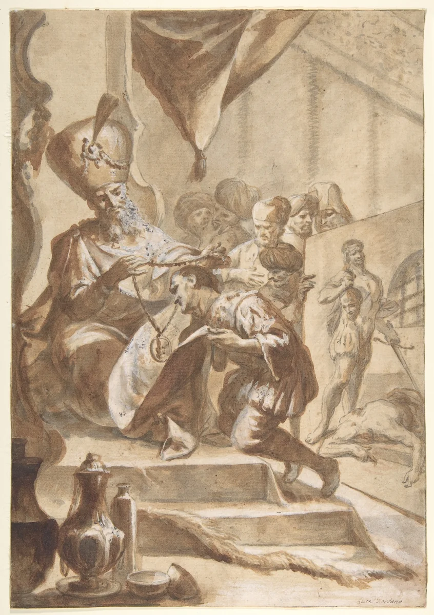 The Painter Rewarded by Luca Giordano, drawing, 1634-1705