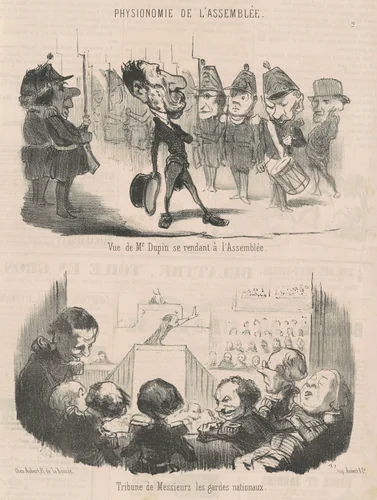 Vue de M. Dupin se rendant a l'assemblée by Honoré Daumier, print, 1849