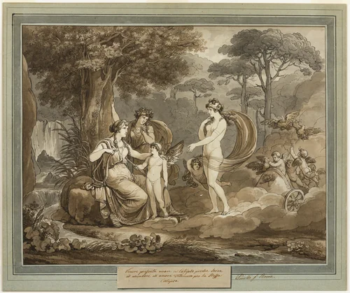 Venus Presents Cupid to Calypso, from The Adventures of Telemachus, Book 7 by Bartolomeo Pinelli, drawing, 1808