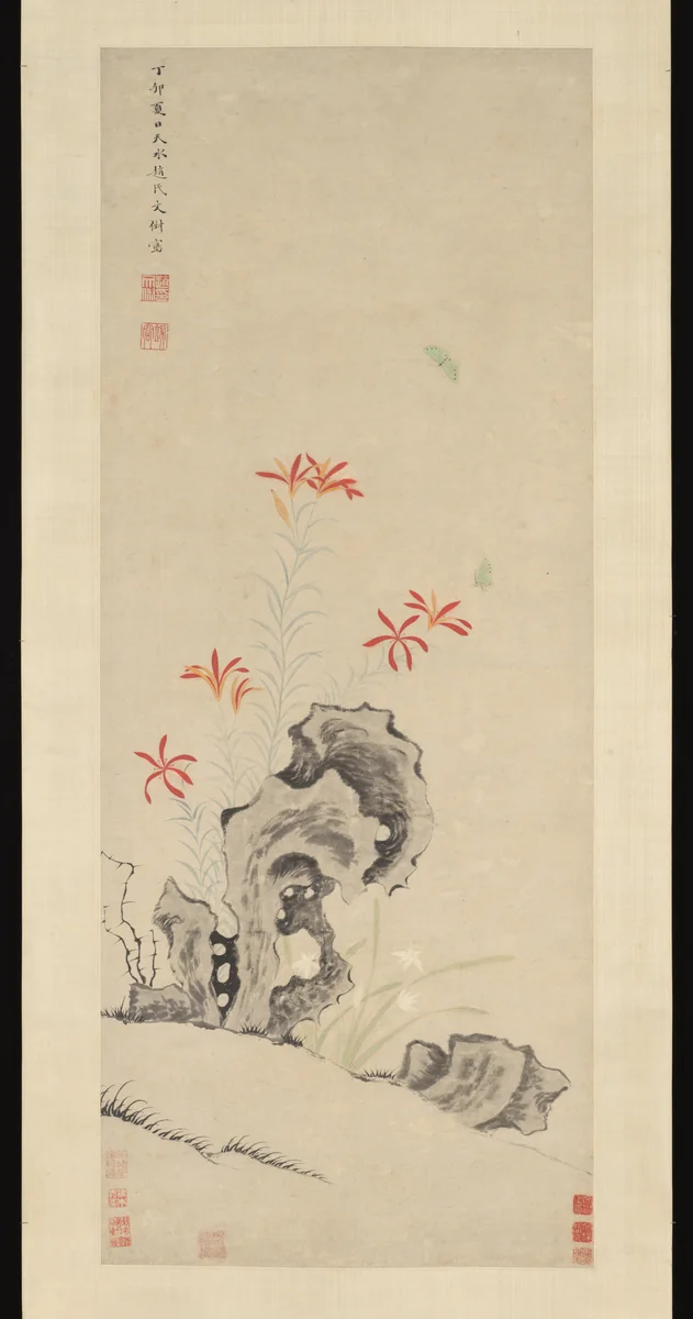 Rock, Tiger Lily and Orchid by Unidentified, painting, 1627