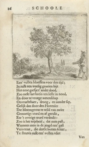 Figuur bij een appelboom by Arnold Houbraken, print, 1682