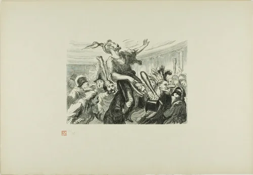 At the Opera Ball - Lent - Long live the smartly dressed crowd! by Honoré-Victorin Daumier, print, 1868
