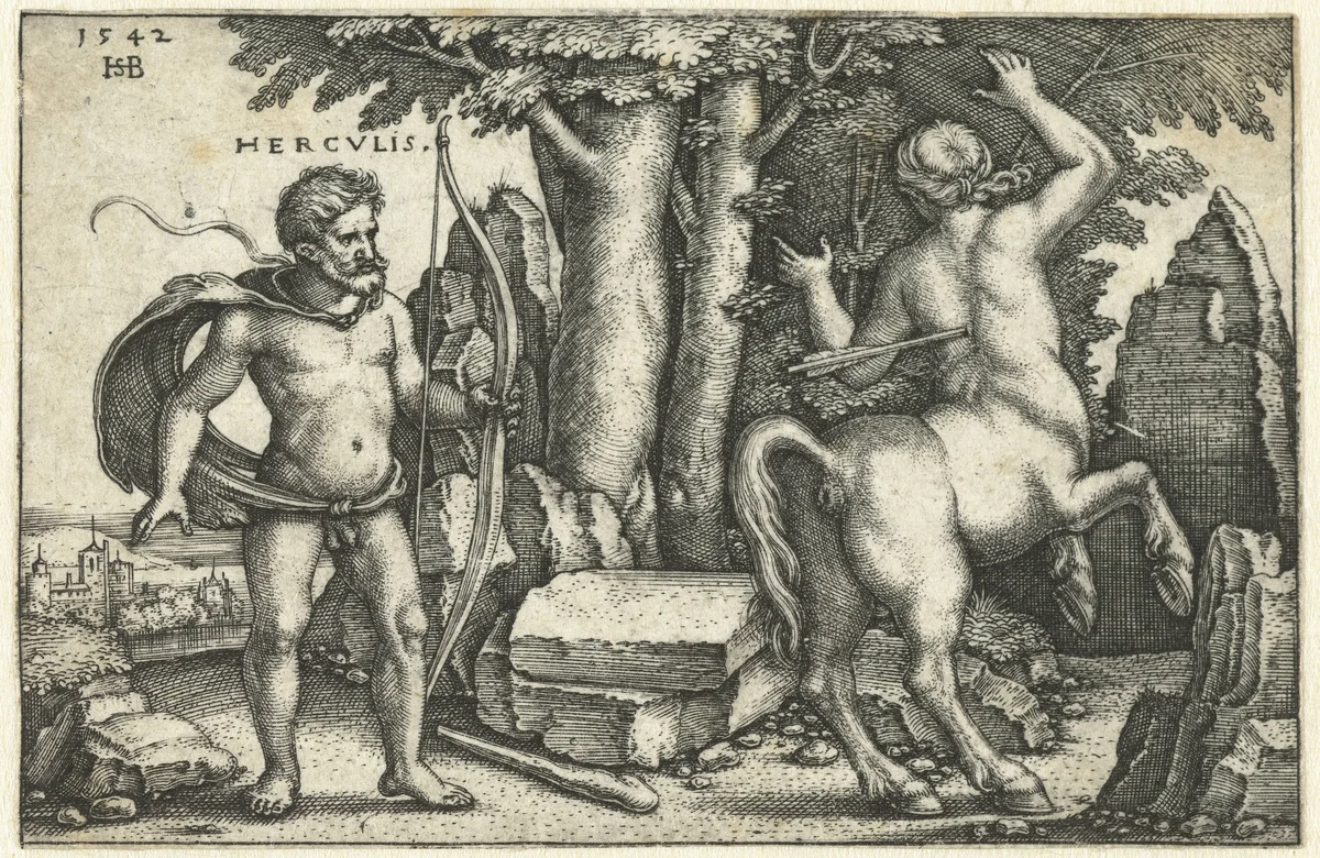 Hercules doodt Nessus by Unknown, print, 1542
